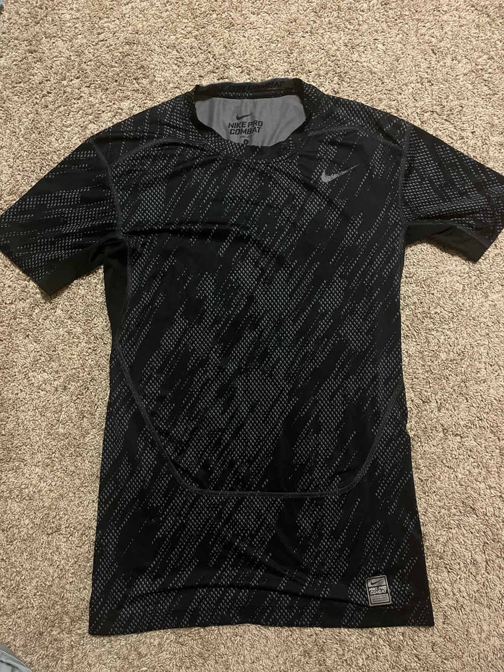 Nike Black/Gray Pro Combat Short Sleeve Compression Shirt